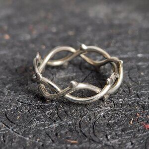 925 Sterling Silver Thorns Roses Ring Regal Rose Goth Punk